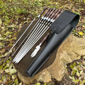 Sada špízů "Quiver of the Hunter" v koženém pouzdře Gorillas BBQ K-17