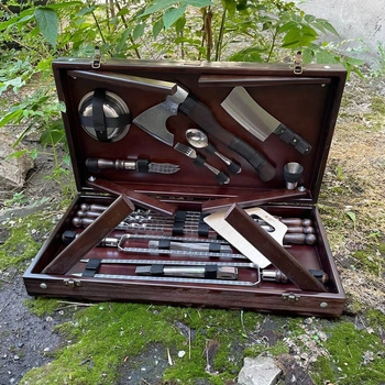 TUR Gorillas BBQ set dans une boîte en bois NK-27K