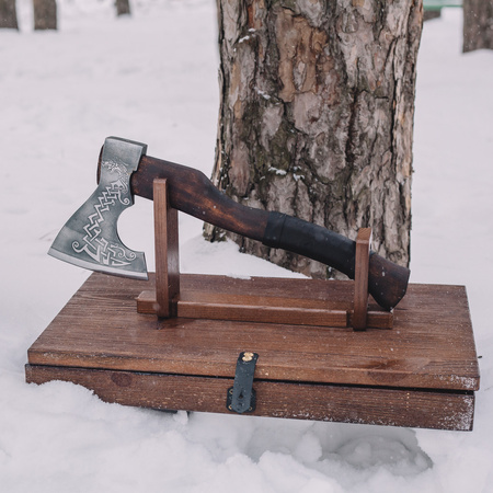 SCYTHIAN Handcrafted Hatchet in a Gift Wooden Box by Gorillas BBQ - A-2K