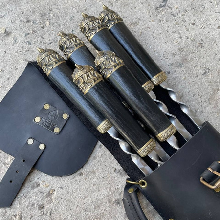 Set de brochettes RAGNAR dans un étui en cuir GorillasBBQ K-27