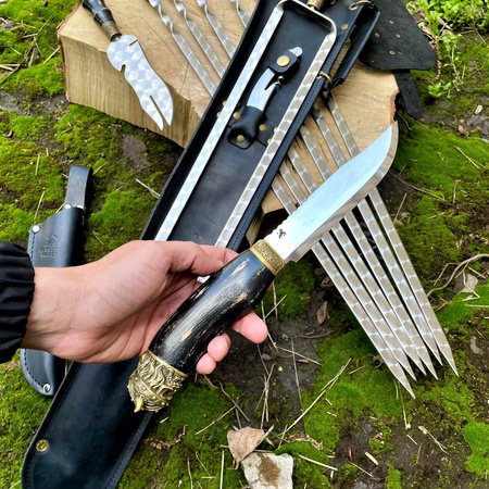 Geschenkset für Schaschlik "GESCHENKE DER GÖTTER" im Lederetui Gorillas BBQ K-25