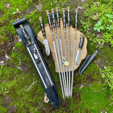 Geschenkset für Schaschlik "GESCHENKE DER GÖTTER" im Lederetui Gorillas BBQ K-25