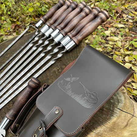 Gorillas K-17 HUNTER'S QUIVER BBQ Skewer Set in Leather Case