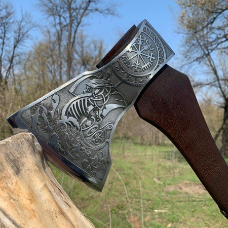 Viking Longship Handcrafted Axe by Gorillas BBQ - A-14